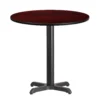 Emma And Oliver 30" Round Walnut Laminate Table Top With 22"x22" Table Height Base -Home furnishings 5980151 Mahogany