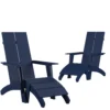 Emma And Oliver Set Of 2 Indoor/Outdoor 2-Slat Adirondack Style Chairs & Footrests In Gray -Home furnishings 5980188 Navy