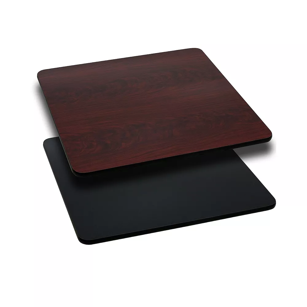Emma And Oliver 30" Square Black/Mahogany Reversible Laminate Table Top 3 Emma And Oliver 30" Square Black/Mahogany Reversible Laminate Table Top