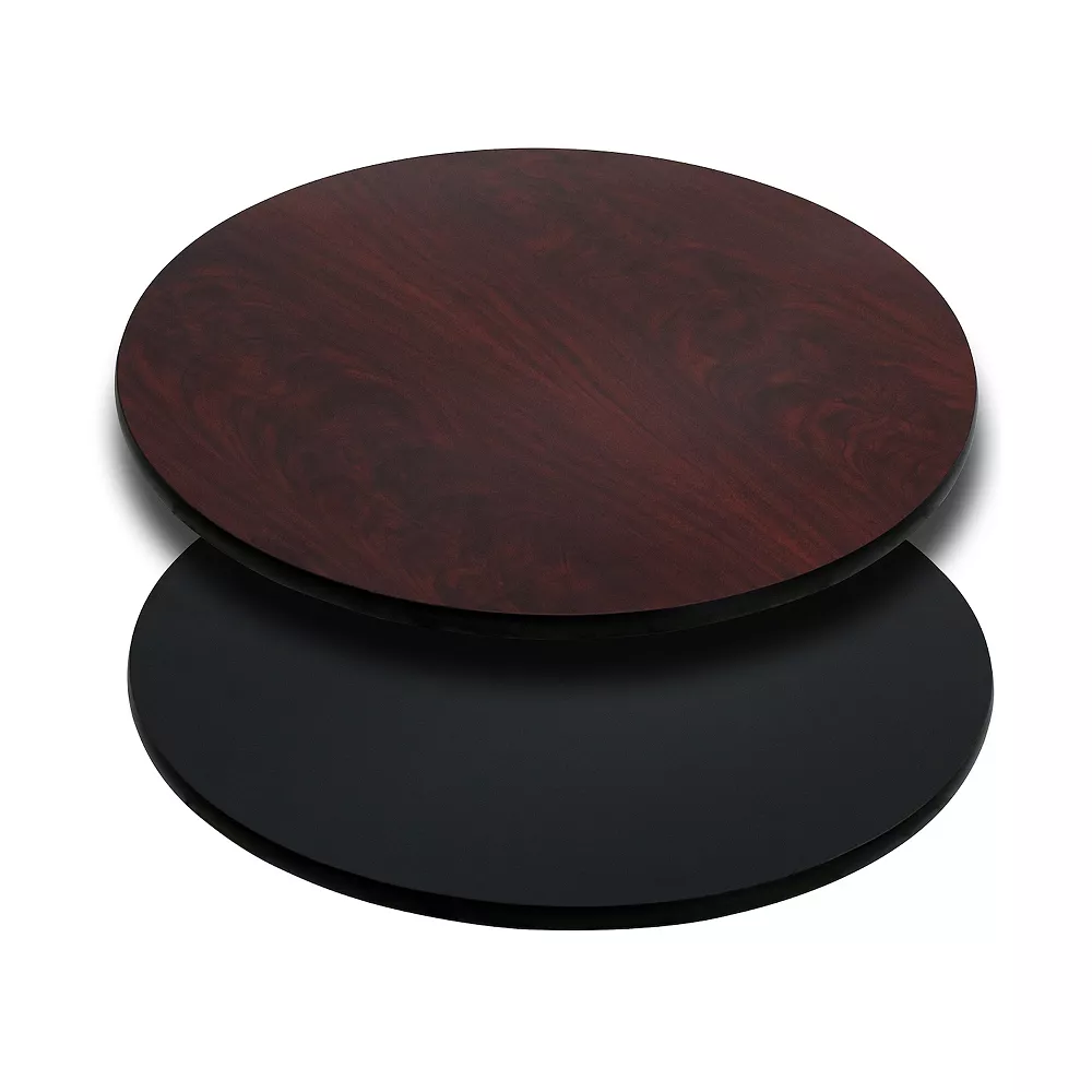 Emma And Oliver 30" Round Black/Mahogany Reversible Laminate Table Top 3 Emma And Oliver 30" Round Black/Mahogany Reversible Laminate Table Top