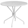 Emma And Oliver Commercial Grade 35.25" RD Indoor-Outdoor Steel Patio Table - Umbrella Hole 1 Emma And Oliver Commercial Grade 35.25" RD Indoor-Outdoor Steel Patio Table - Umbrella Hole -Home furnishings 5980202 White