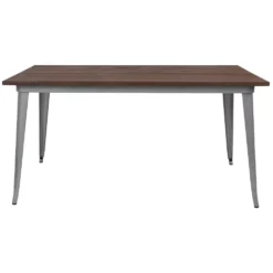 Emma And Oliver 30.25" X 60" Silver/Wood Metal Indoor Table -Home furnishings 5980211 ALT2