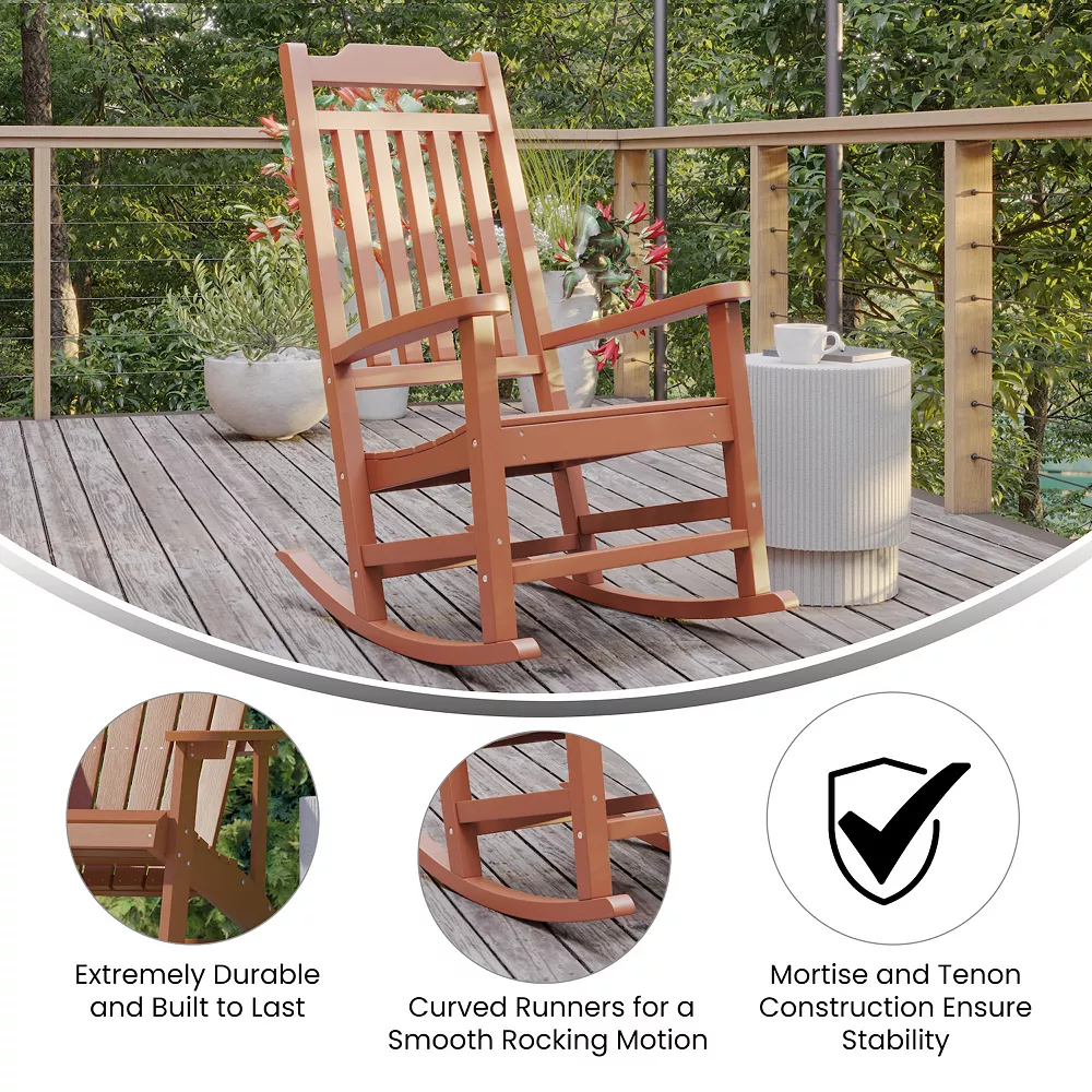 Emma And Oliver All-Weather Poly Resin Rocking Chair In Black - Patio And Backyard Furniture 6 Emma And Oliver All-Weather Poly Resin Rocking Chair In Black - Patio And Backyard Furniture - Image 4