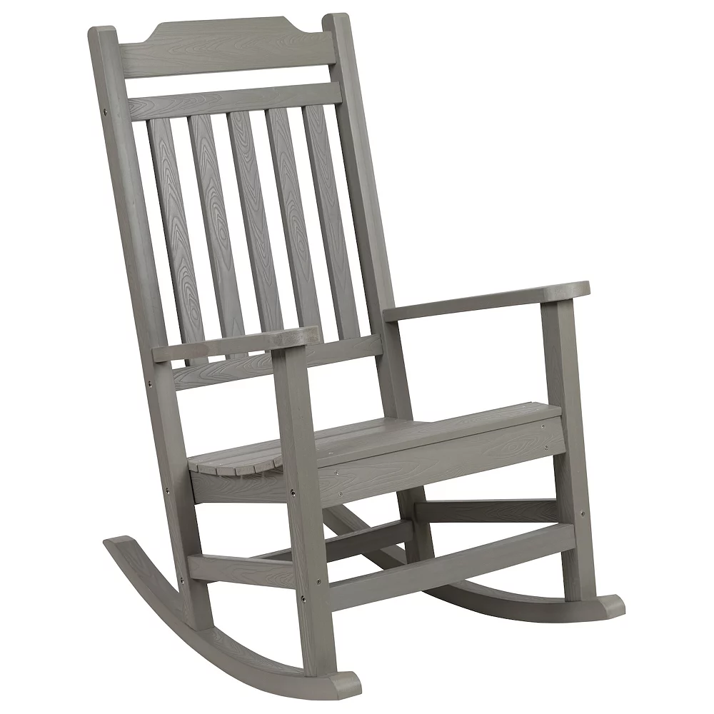 Emma And Oliver All-Weather Poly Resin Rocking Chair In Black - Patio And Backyard Furniture 3 Emma And Oliver All-Weather Poly Resin Rocking Chair In Black - Patio And Backyard Furniture