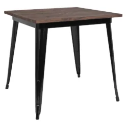 Emma And Oliver 31.5" Square Black/Wood Metal Indoor Table