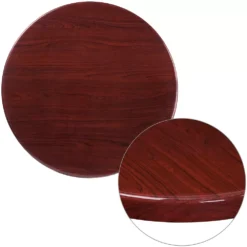 Emma And Oliver 30" Round High-Gloss Walnut Resin Table Top With 2" Thick Drop-Lip