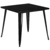 Emma And Oliver Commercial Grade 31.75" Square Black-Antique Gold Metal Indoor-Outdoor Table