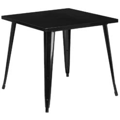 Emma And Oliver Commercial Grade 31.75" Square Black-Antique Gold Metal Indoor-Outdoor Table