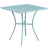 Emma And Oliver Commercial Grade 28" Square Sky Blue Indoor-Outdoor Steel Patio Table