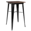 Emma And Oliver 23.75" Square Black/Wood Metal Indoor Bar Height Table