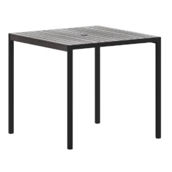 Emma And Oliver Square All-Weather Faux Teak Patio Dining Table With Steel Frame - Seats 4