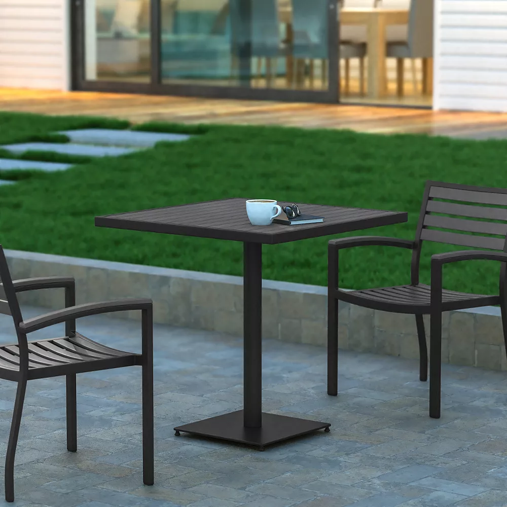 Emma And Oliver Outdoor Faux Teak Dining Table With Poly Slats - Patio Table 4 Emma And Oliver Outdoor Faux Teak Dining Table With Poly Slats - Patio Table - Image 2