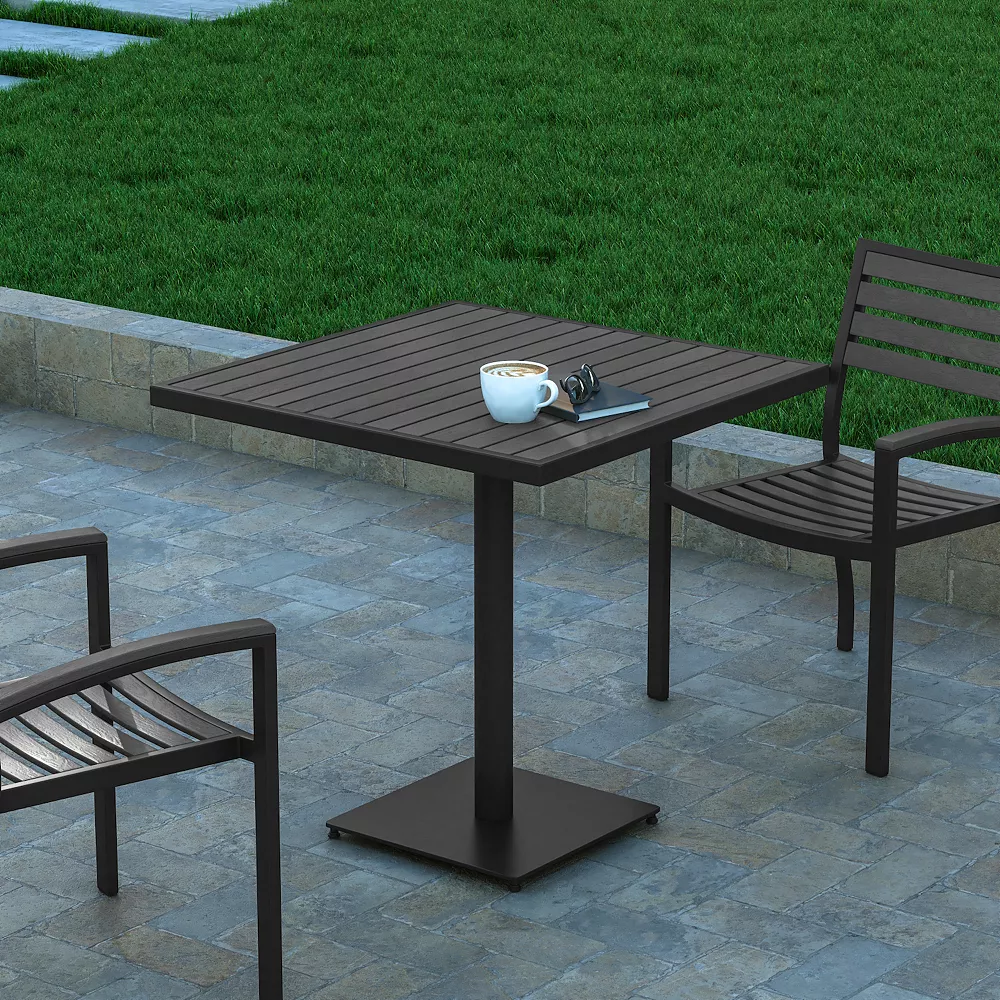 Emma And Oliver Outdoor Faux Teak Dining Table With Poly Slats - Patio Table 5 Emma And Oliver Outdoor Faux Teak Dining Table With Poly Slats - Patio Table - Image 3