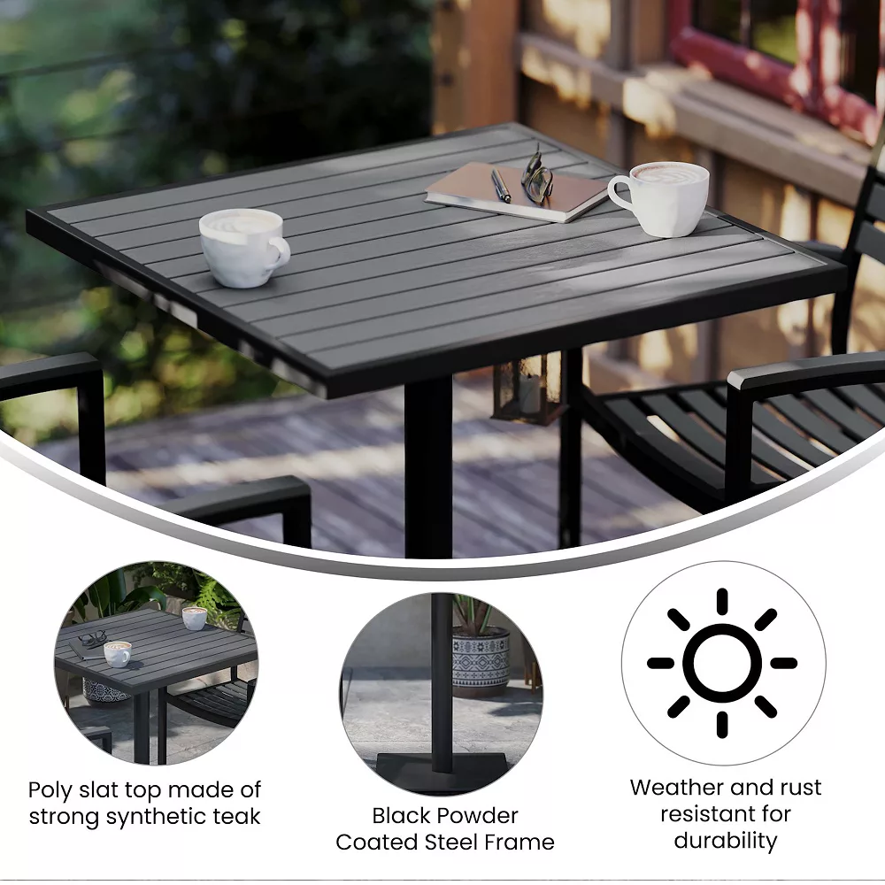 Emma And Oliver Outdoor Faux Teak Dining Table With Poly Slats - Patio Table 6 Emma And Oliver Outdoor Faux Teak Dining Table With Poly Slats - Patio Table - Image 4