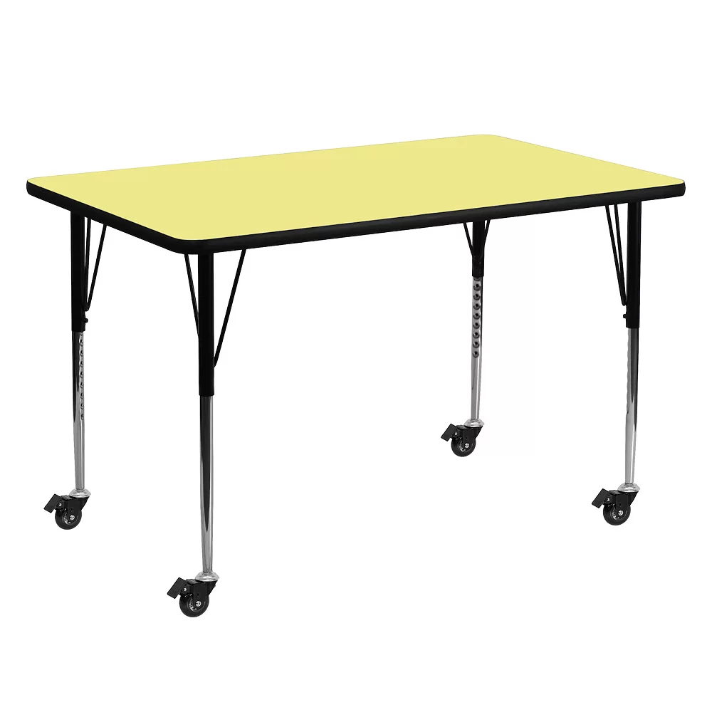 Emma And Oliver Mobile 30x60 Yellow Thermal Laminate Adjustable Activity Table 3 Emma And Oliver Mobile 30x60 Yellow Thermal Laminate Adjustable Activity Table