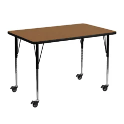 Emma And Oliver Mobile 30x48 Red Thermal Laminate Adjustable Activity Table