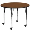 Emma And Oliver Mobile 42" Round Oak HP Laminate Adjustable Activity Table -Home furnishings 5980462 Oak