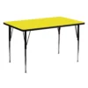 Emma And Oliver 30x60 Oak HP Laminate Adjustable Activity Table -Home furnishings 5980466 Yellow