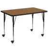 Emma And Oliver Mobile 36x72 Red Thermal Laminate Adjustable Activity Table -Home furnishings 5980469 Oak
