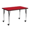 Emma And Oliver Mobile 24x48 Oak HP Laminate Adjustable Activity Table 1 Emma And Oliver Mobile 24x48 Oak HP Laminate Adjustable Activity Table -Home furnishings 5980471 Red