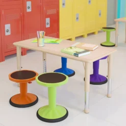 Emma And Oliver 23.625"W X 47.25"L Natural Plastic Adjustable Activity Table-School Table For 6 -Home furnishings 5980481 ALT2