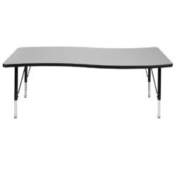 Emma And Oliver 26"W X 60"L Rectangular Wave Flexible Collaborative Grey Kids Adjustable Activity Table -Home furnishings 5980497 ALT3