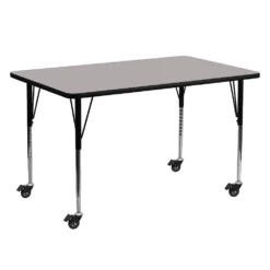 Emma And Oliver Mobile 24x60 Oak HP Laminate Adjustable Activity Table