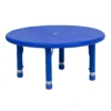 Emma And Oliver 33" Round Green Plastic Height Adjustable Activity Table -Home furnishings 5980515 Blue