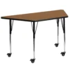Emma And Oliver Mobile Trapezoid Grey Thermal Laminate Adjustable Activity Table -Home furnishings 5980516 Oak