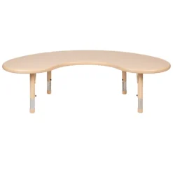 Emma And Oliver 35"Wx65"L Half-Moon Natural Plastic Adjustable Activity Table-School Table For 8 9 Emma And Oliver 35"Wx65"L Half-Moon Natural Plastic Adjustable Activity Table-School Table For 8 -Home furnishings 5980520 ALT3