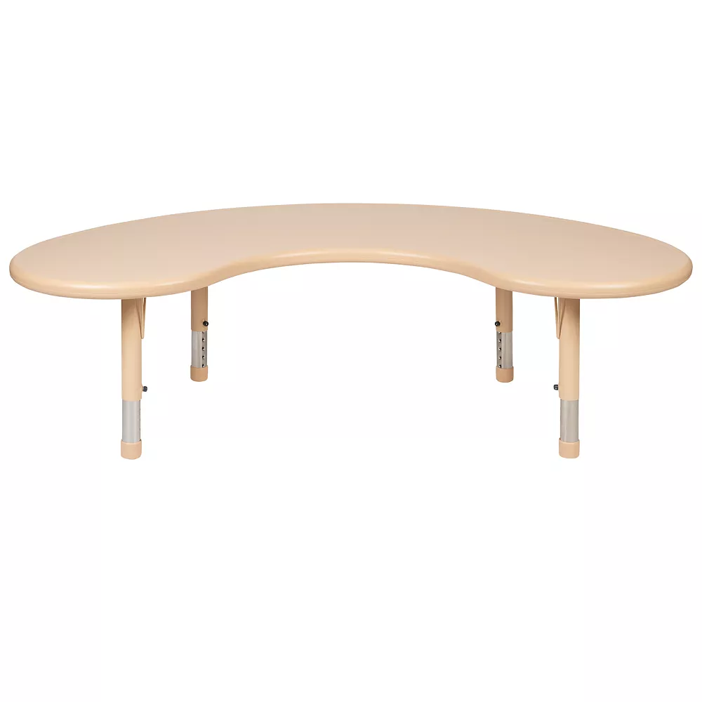 Emma And Oliver 35"Wx65"L Half-Moon Natural Plastic Adjustable Activity Table-School Table For 8 6 Emma And Oliver 35"Wx65"L Half-Moon Natural Plastic Adjustable Activity Table-School Table For 8 - Image 4