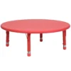 Emma And Oliver 45" Round Natural Plastic Height Adjustable Activity Table - School Table For 4 -Home furnishings 5980532 Red