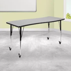 Emma And Oliver Mobile 26"W X 60"L Rectangular Wave Flexible Collaborative Grey Adjustable Activity Table -Home furnishings 5980533 ALT