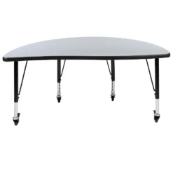 Emma And Oliver Mobile 47.5" Half Circle Wave Flexible Collaborative Oak Kids Adjustable Activity Table -Home furnishings 5980541 ALT3