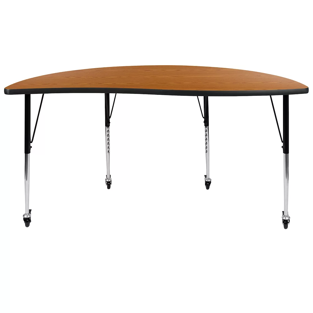 Emma And Oliver Mobile 60" Half Circle Wave Flexible Collaborative Grey Adjustable Height Activity Table 6 Emma And Oliver Mobile 60" Half Circle Wave Flexible Collaborative Grey Adjustable Height Activity Table - Image 4