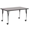 Emma And Oliver Mobile 30x72 Oak HP Laminate Adjustable Activity Table 2 Emma And Oliver Mobile 30x72 Oak HP Laminate Adjustable Activity Table -Home furnishings 5980549 Gray