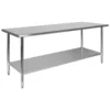 Emma And Oliver Stainless Steel 18 Gauge Kitchen Prep And Work Table With Undershelf, NSF - 60"W X 24"D X 34.5"H -Home furnishings 5980552