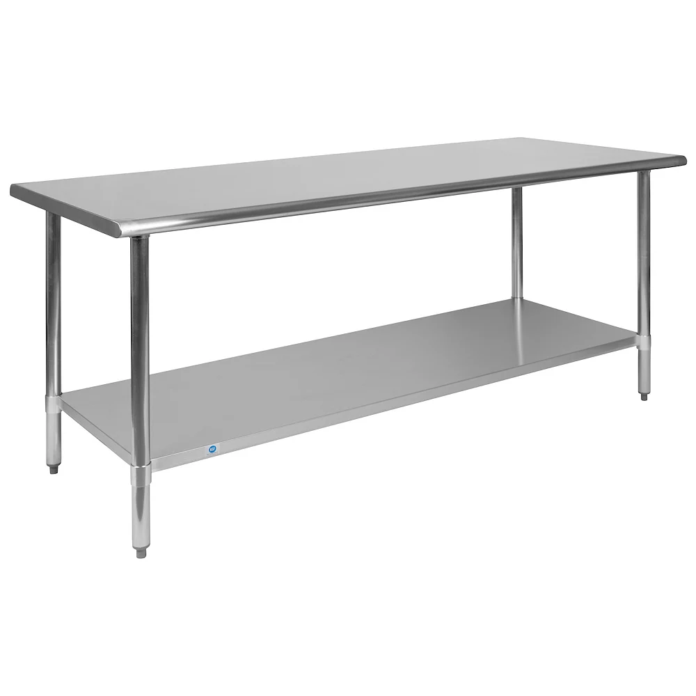 Emma And Oliver Stainless Steel 18 Gauge Kitchen Prep And Work Table With Undershelf, NSF - 60"W X 24"D X 34.5"H 3 Emma And Oliver Stainless Steel 18 Gauge Kitchen Prep And Work Table With Undershelf, NSF - 60"W X 24"D X 34.5"H