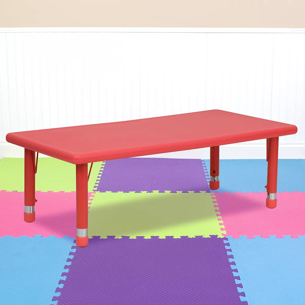 Emma And Oliver 24x48 Red Plastic Height Adjustable Activity Table 4 Emma And Oliver 24x48 Red Plastic Height Adjustable Activity Table - Image 2