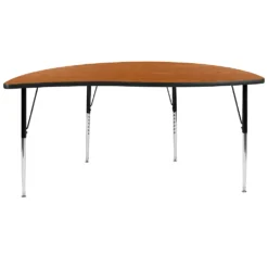 Emma And Oliver 60" Half Circle Wave Flexible Collaborative Oak Adjustable Height Activity Table -Home furnishings 5980559 ALT3