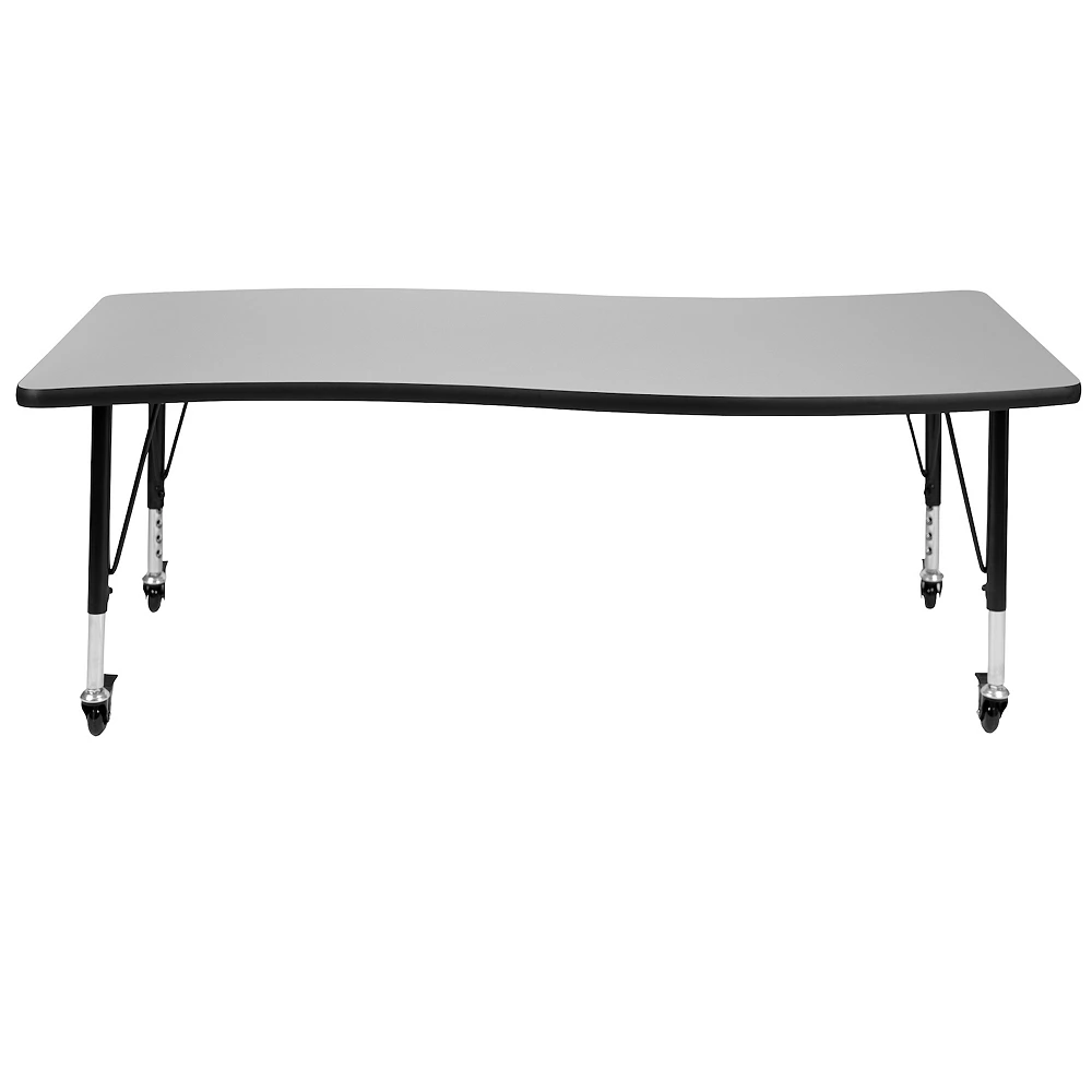 Emma And Oliver Mobile 26"W X 60"L Wave Flexible Collaborative Grey Kids Adjustable Activity Table 6 Emma And Oliver Mobile 26"W X 60"L Wave Flexible Collaborative Grey Kids Adjustable Activity Table - Image 4