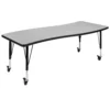 Emma And Oliver Mobile 26"W X 60"L Wave Flexible Collaborative Grey Kids Adjustable Activity Table -Home furnishings 5980561 Grey