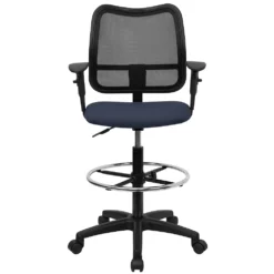 Emma And Oliver Mid-Back Gray Mesh Drafting Chair With Adjustable Arms 7 Emma And Oliver Mid-Back Gray Mesh Drafting Chair With Adjustable Arms -Home furnishings 5985016 ALT