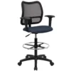 Emma And Oliver Mid-Back Gray Mesh Drafting Chair With Adjustable Arms 2 Emma And Oliver Mid-Back Gray Mesh Drafting Chair With Adjustable Arms -Home furnishings 5985016 Navy Blue