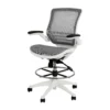 Emma And Oliver Mid-Back Transparent Black Mesh Drafting Chair With Black Frame And Flip-Up Arms 1 Emma And Oliver Mid-Back Transparent Black Mesh Drafting Chair With Black Frame And Flip-Up Arms -Home furnishings 5985018 Gray Meshwhite Frame