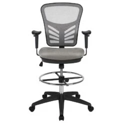 Emma And Oliver Mid-Back Black Mesh/Black Frame Adjustable Ergonomic Drafting Chair, Task Chair -Home furnishings 5985022 ALT3