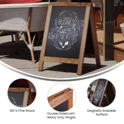 Emma And Oliver Burke Black 40"x20" Rustic Vintage A-Frame Double-Sided Folding Chalkboard With Magnetic Surface For Weddings, Parties, Showers And More -Home furnishings 5985029 ALT3