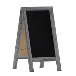 Emma And Oliver Burke Black 40"x20" Rustic Vintage A-Frame Double-Sided Folding Chalkboard With Magnetic Surface For Weddings, Parties, Showers And More