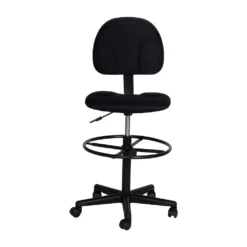 Emma And Oliver Black Fabric Drafting Chair (Cylinders: 22.5"-27"H, 26"-30.5"H) -Home furnishings 5985034 ALT3