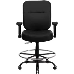 Emma And Oliver 400 Lb. Big & Tall Black Fabric Rectangle Back Ergonomic Draft Chair, Arms -Home furnishings 5985041 ALT3